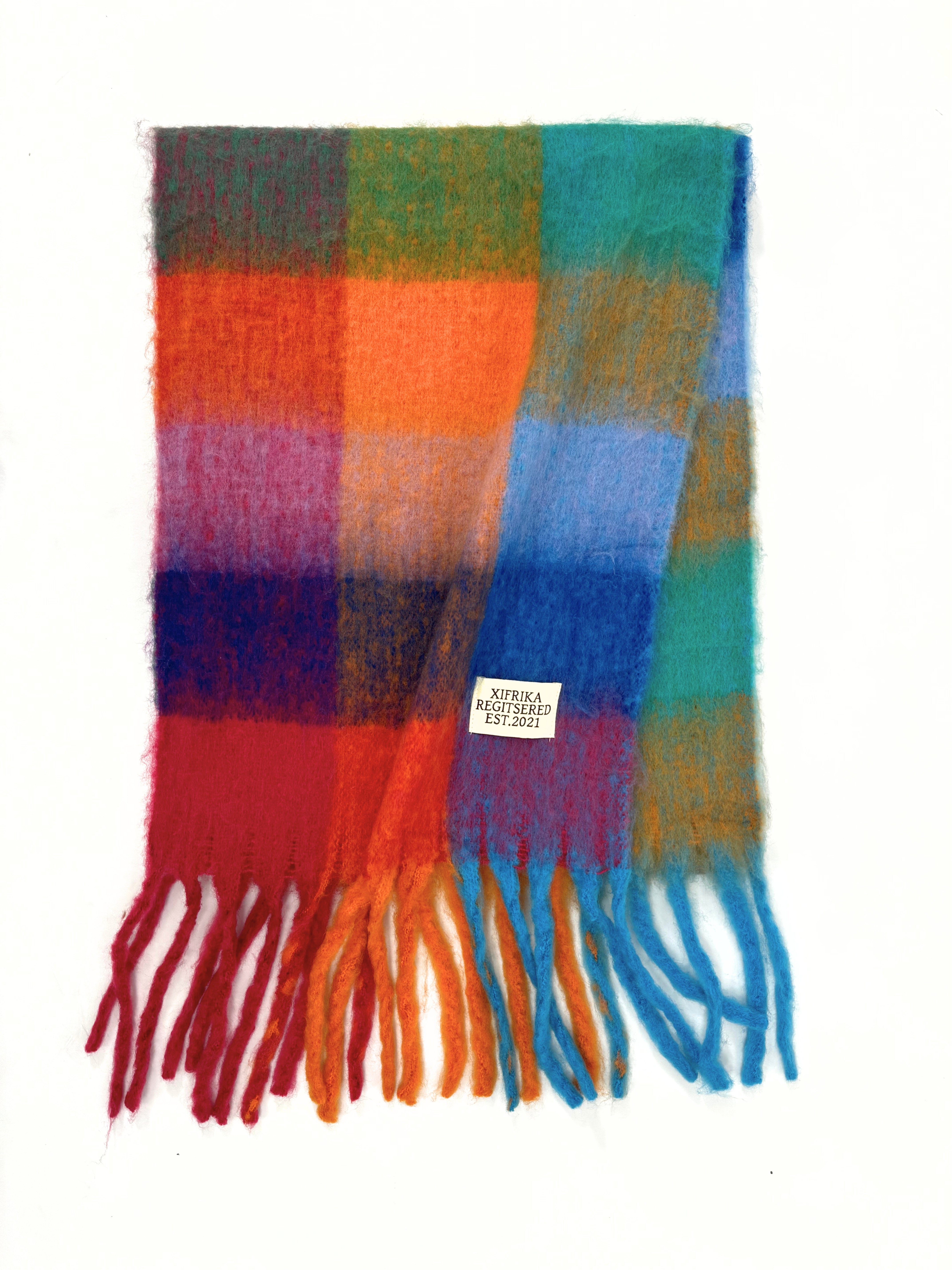 XIFRIKA Bufanda a cuadros de Mujer para Invierno XXL