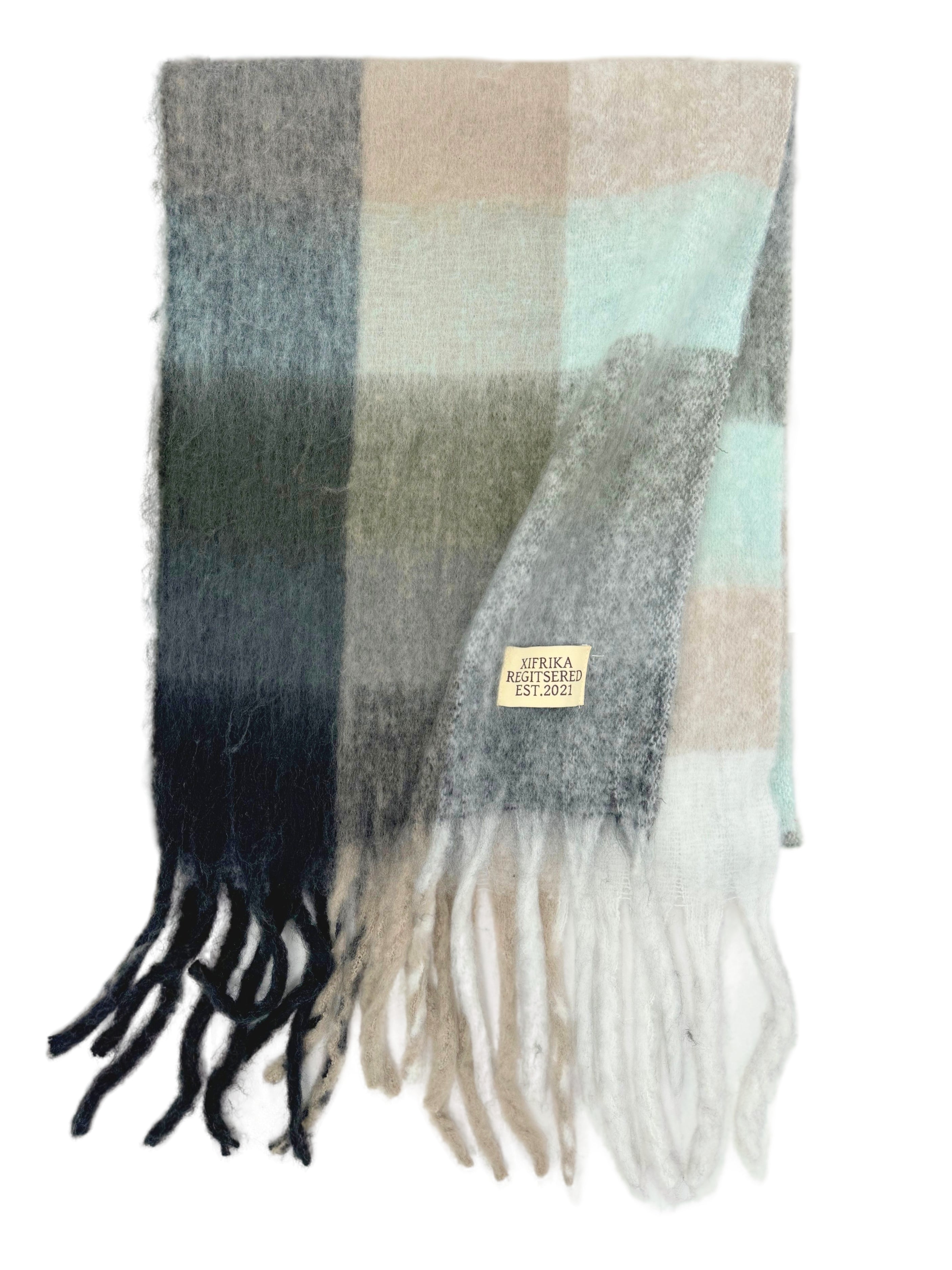 XIFRIKA Bufanda a cuadros de Mujer para Invierno XXL