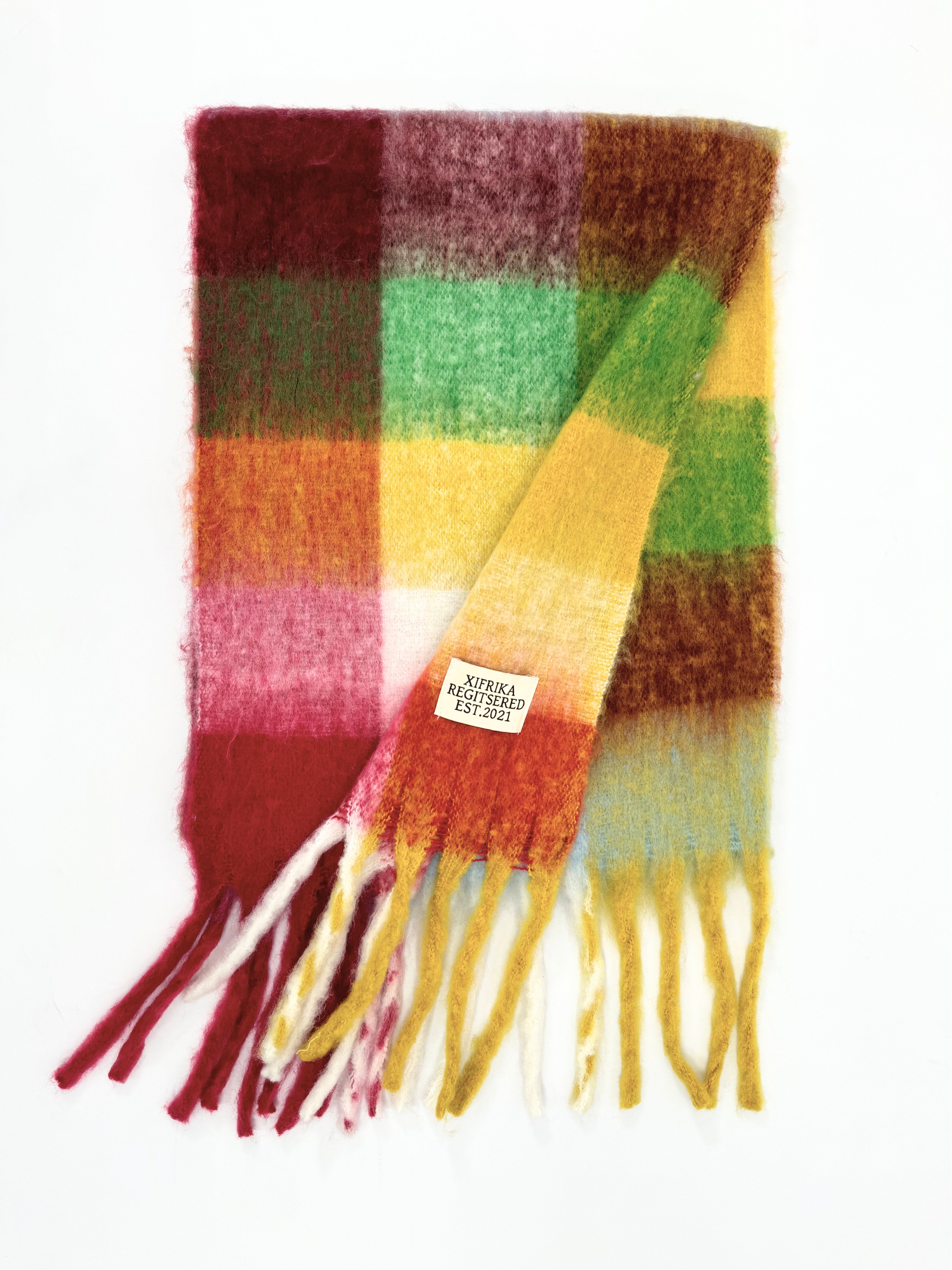 XIFRIKA Bufanda a cuadros de Mujer para Invierno XXL