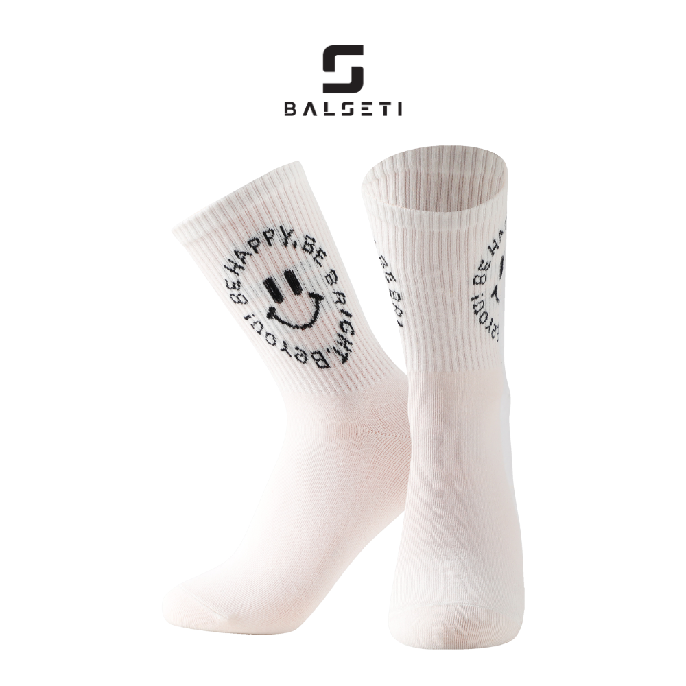Calcetines caña alta, modelo "Be happy". Talla 35-41. Pack surtido 6/u.