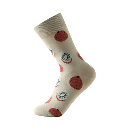 Calcetines de caña alta tipo casual talla de la 35 a la 41 modelo "Frutillas de otoño"