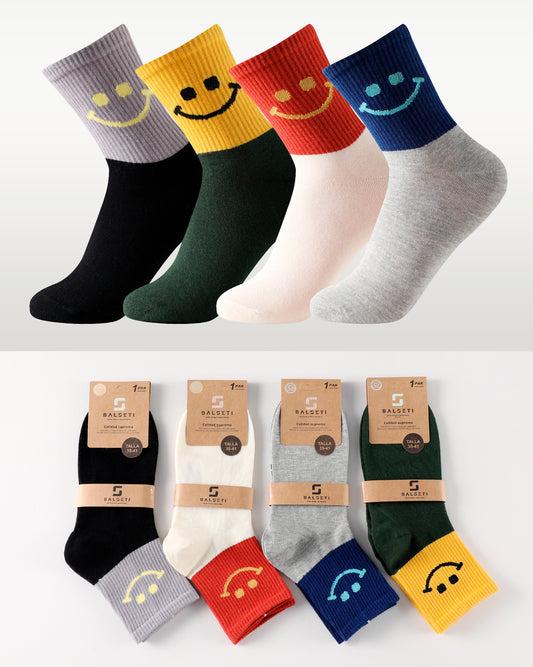 Calcetines de caña media tipo casual talla de la 35 a la 41 modelo  "Smile"