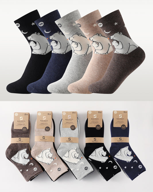 Calcetines de caña media tipo casual talla 35 a 41 modelo "Abrazo de oso"