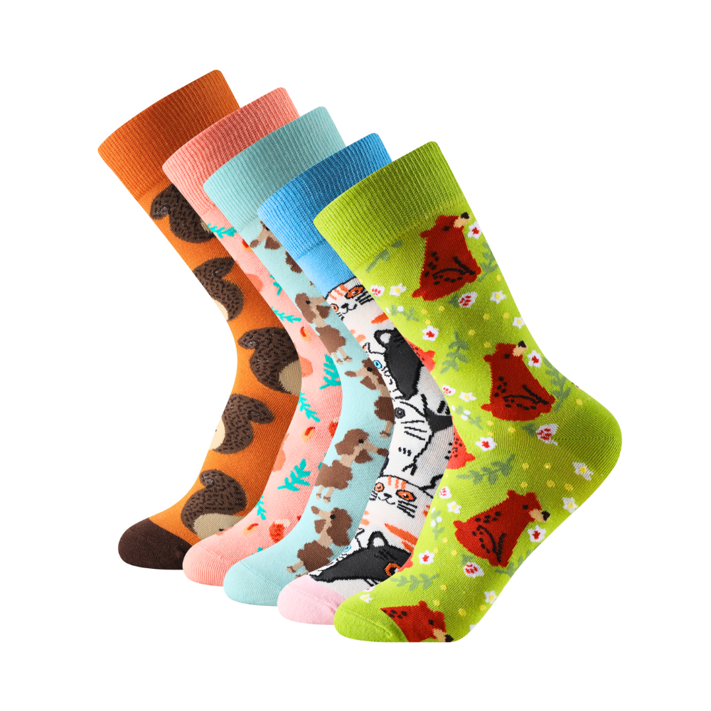calcetines de algodón estampado animales