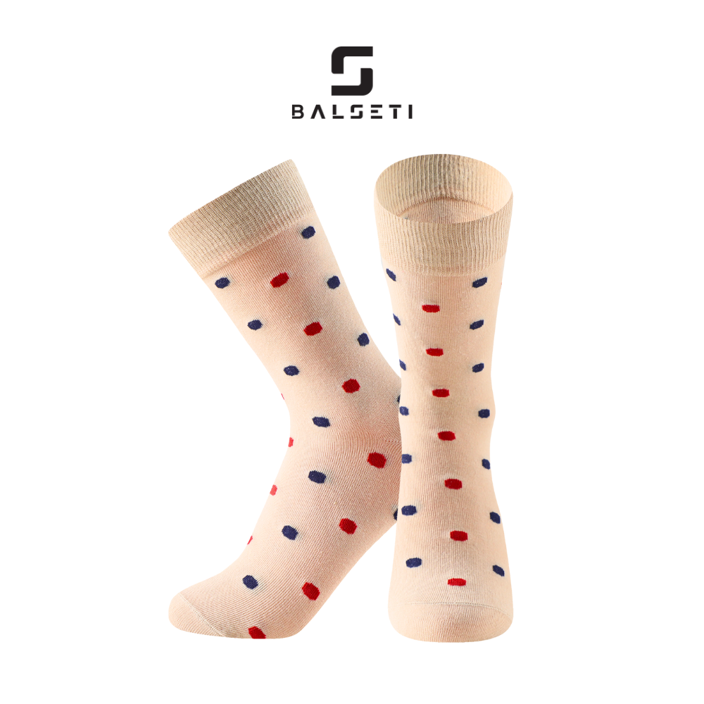 calcetines divertidos crema con topos