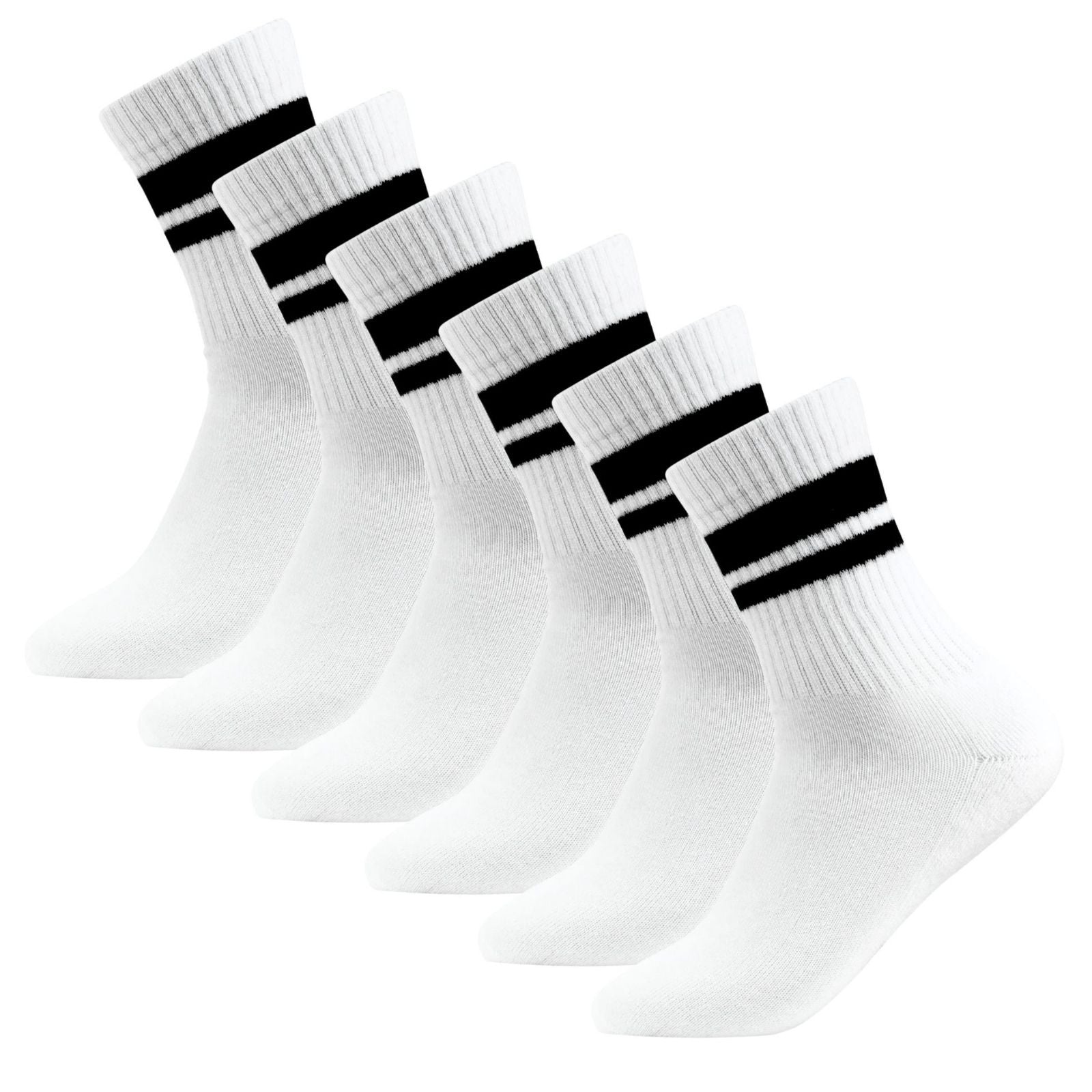Calcetines deportivos unisex clásicos Blanco con 2 franjas negras