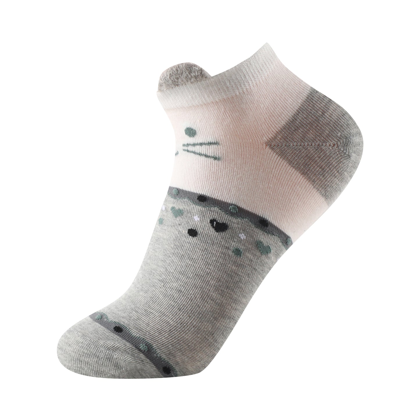 Calcetines estampados invisibles unisex con orejitas modelo "Gatitos" talla única para las tallas de la 35 a la 41