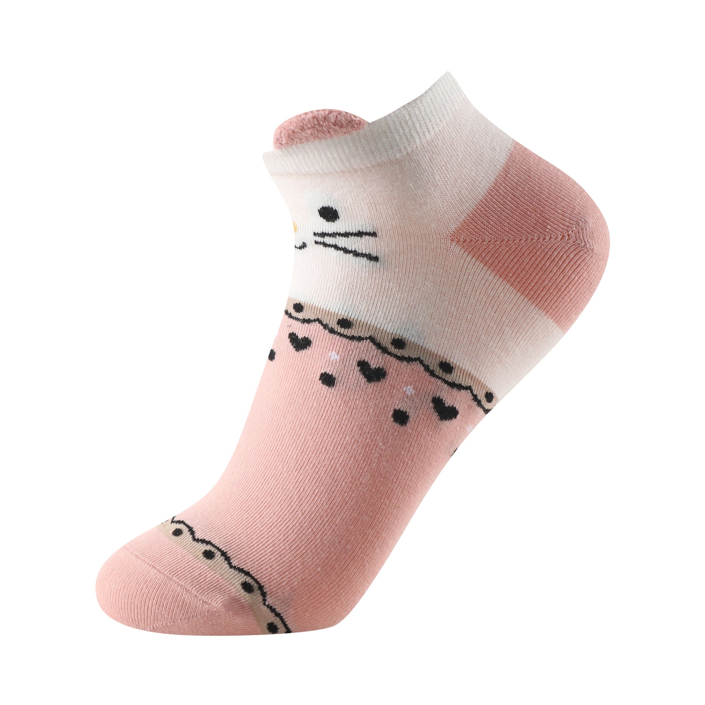 Calcetines estampados invisibles unisex con orejitas modelo "Gatitos" talla única para las tallas de la 35 a la 41