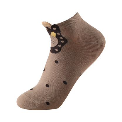 Calcetines estampados invisibles unisex con orejitas modelo "Animales" talla única para las tallas de la 35 a la 41