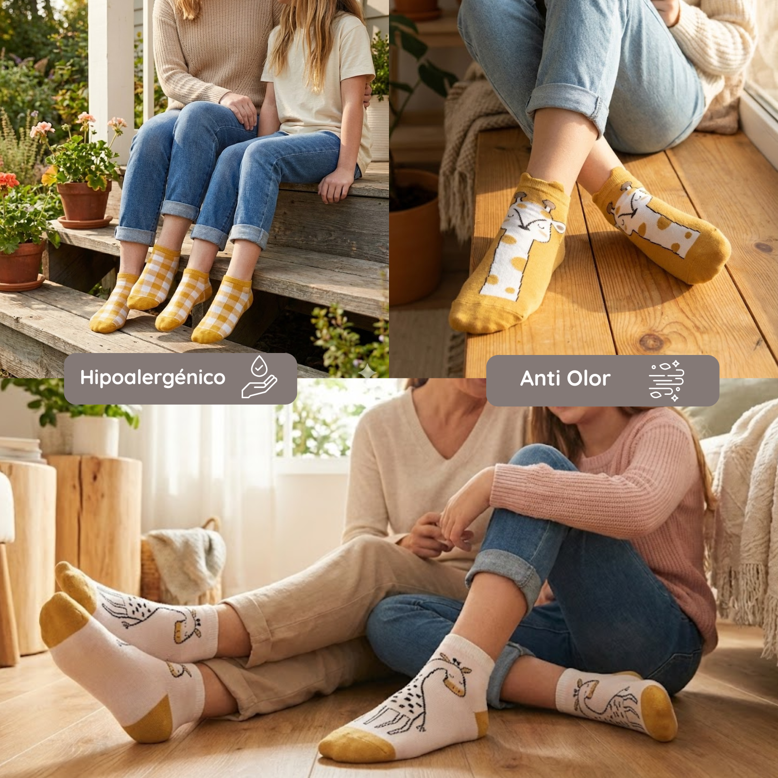 Calcetines tobilleros con estampado de jirafas