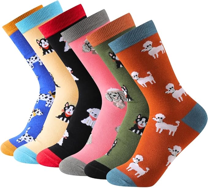 Calcetines multicolores de perritos