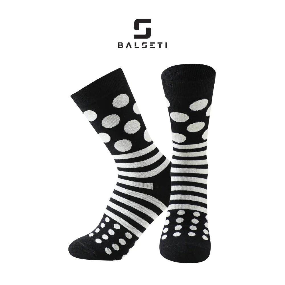 Calcetines estampados con rayas y círculos