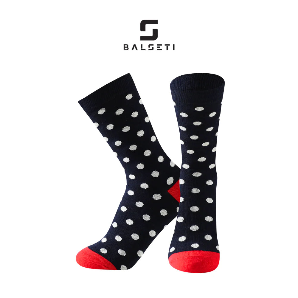 Calcetines estampados con rayas y círculos