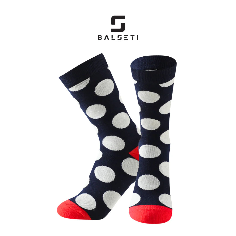 Calcetines estampados con rayas y círculos