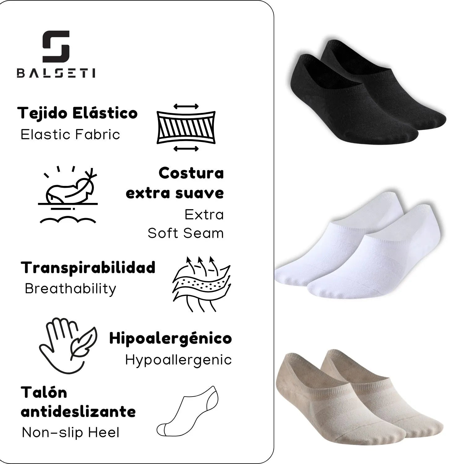 Calcetines invisibles o pinkies en varios colores