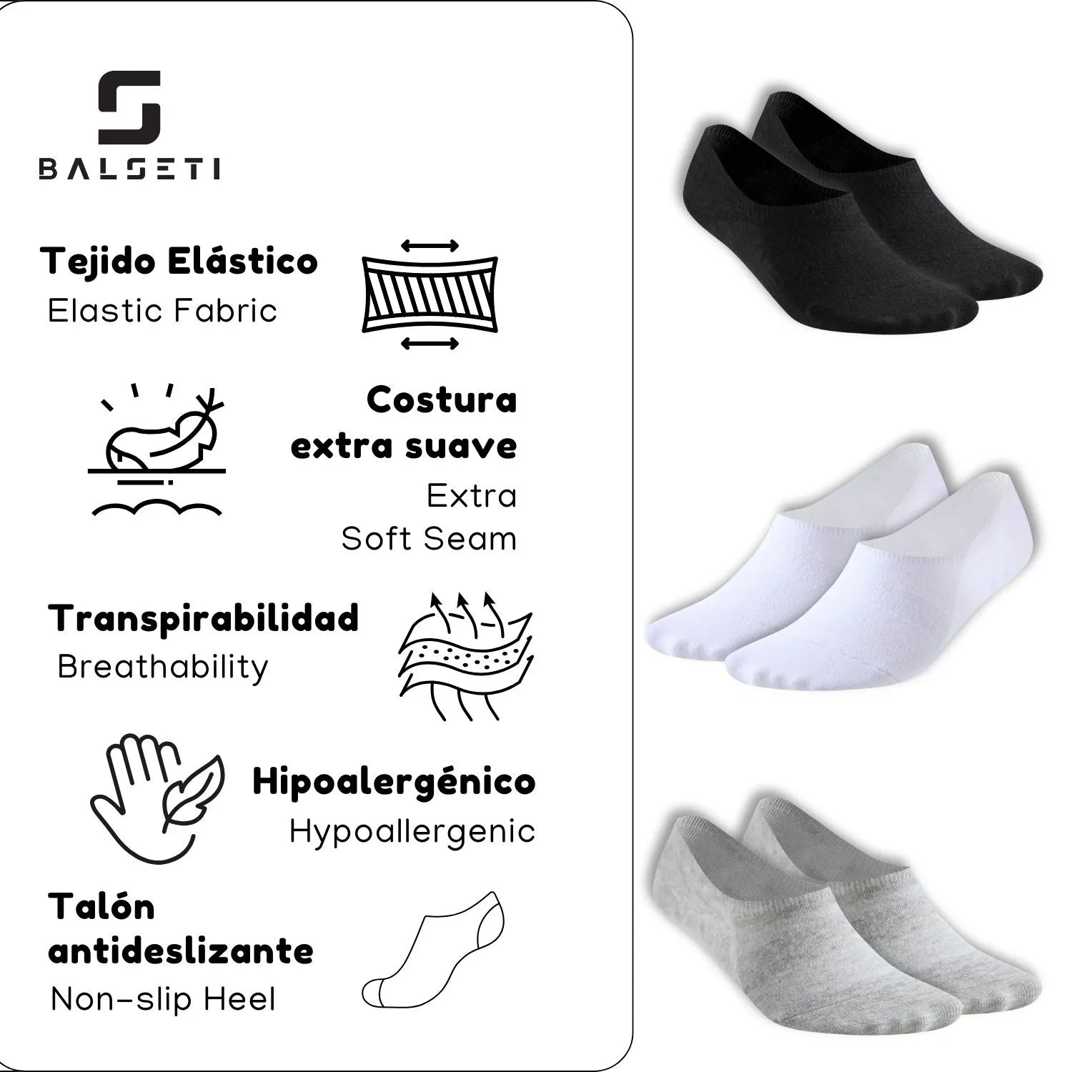 Calcetines invisibles o pinkies en varios colores