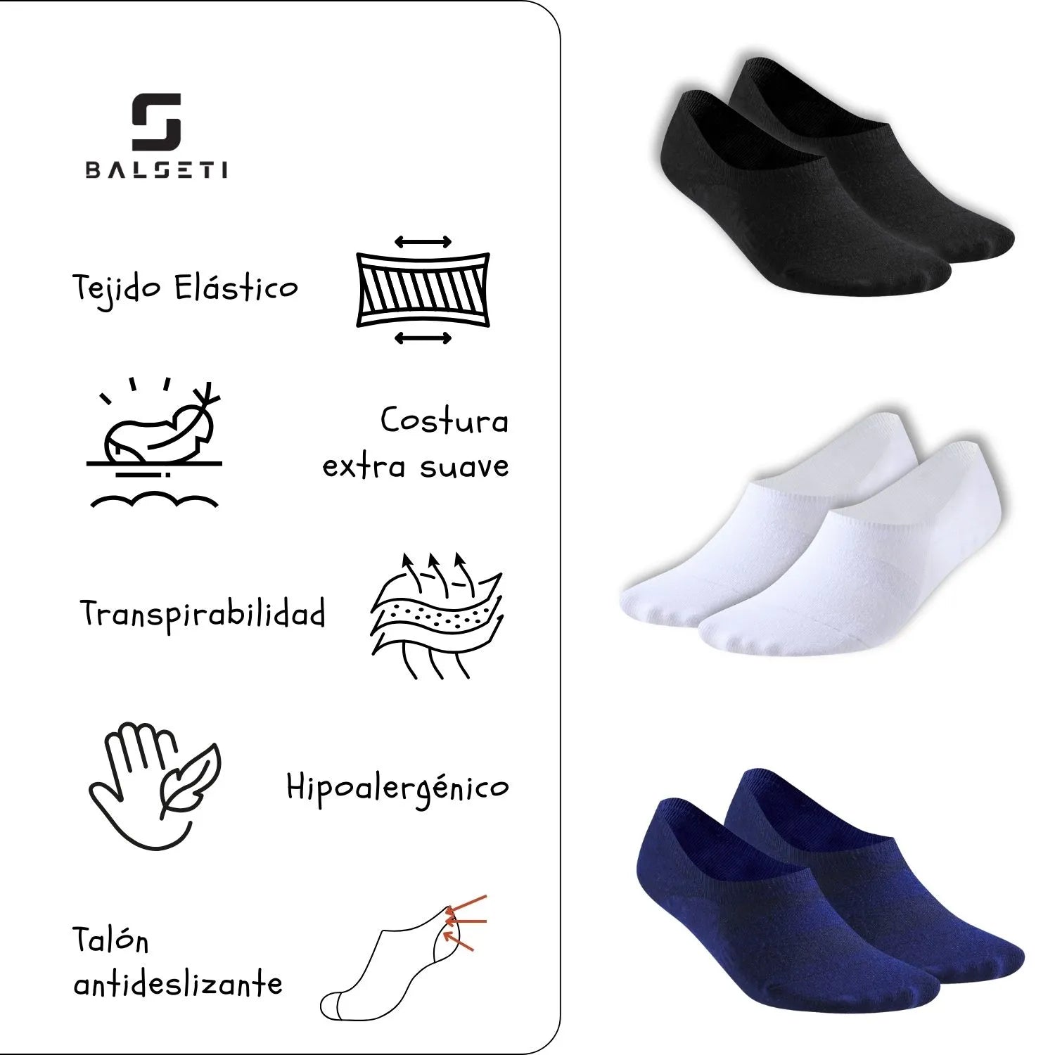 Calcetines invisibles o pinkies en varios colores