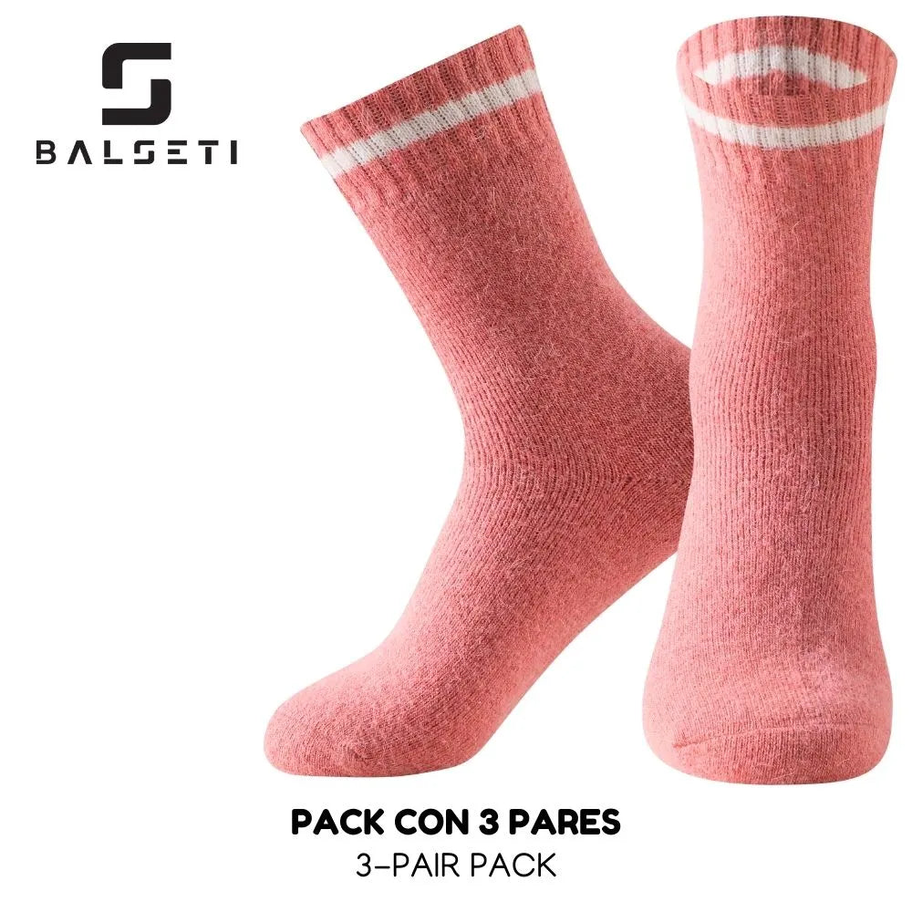 Calcetines de lana para invierno con raya blanca