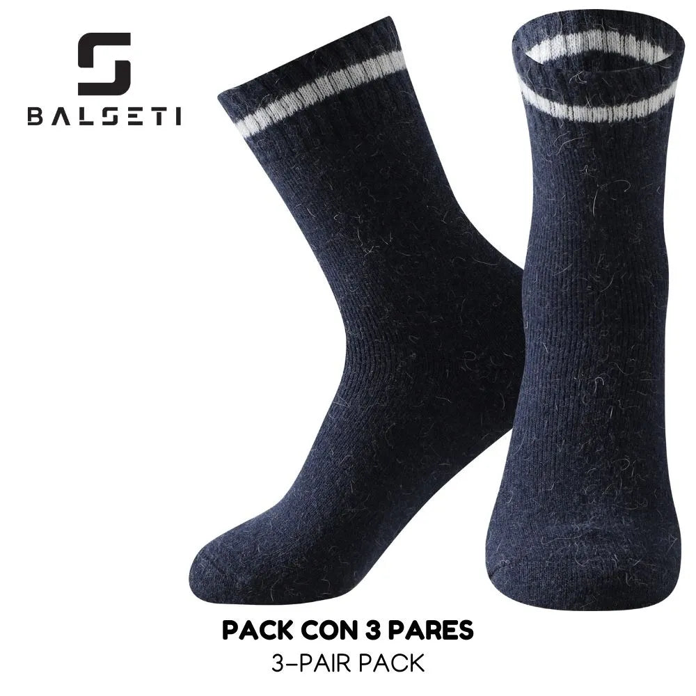 Calcetines de lana para invierno con raya blanca