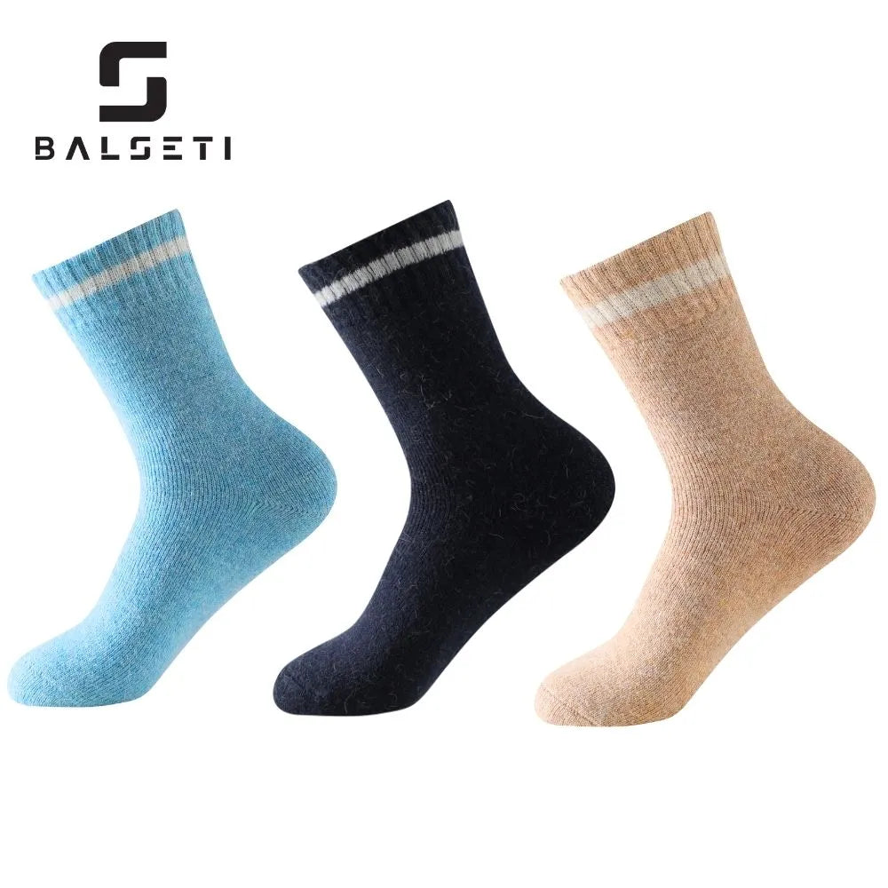 Calcetines de lana para invierno con raya blanca