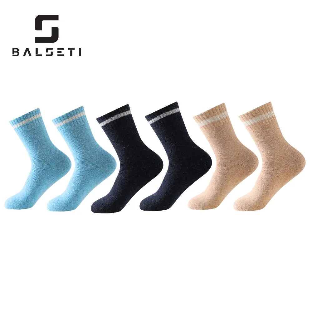 Calcetines de lana para invierno con raya blanca