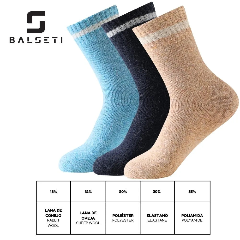 Calcetines de lana para invierno con raya blanca