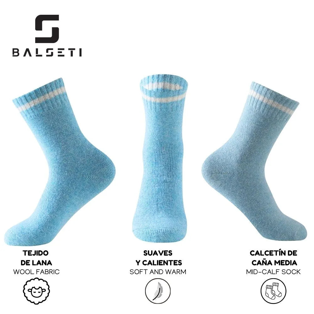 Calcetines de lana para invierno con raya blanca