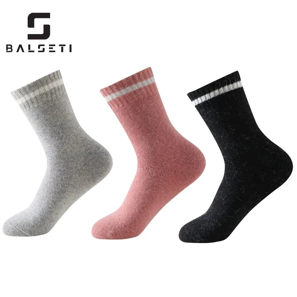 Calcetines de lana para invierno con raya blanca