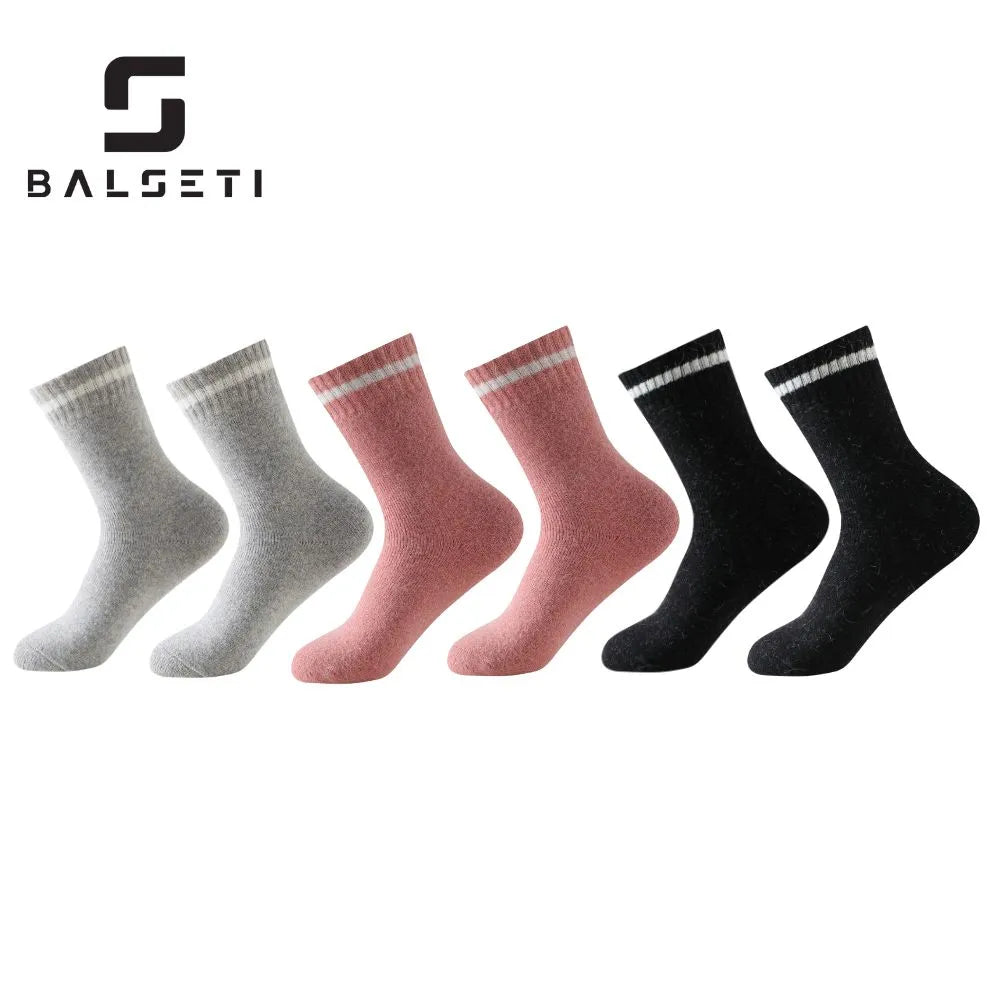 Calcetines de lana para invierno con raya blanca