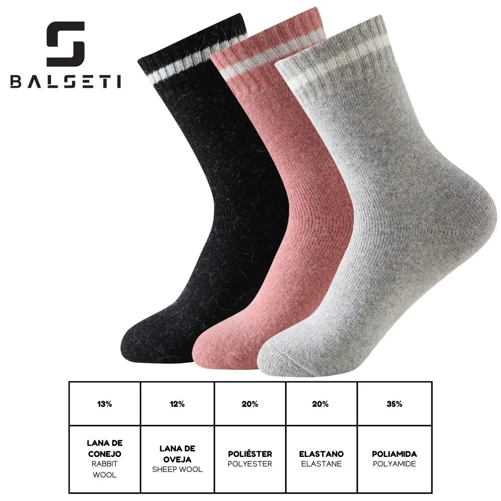 Calcetines de lana para invierno con raya blanca