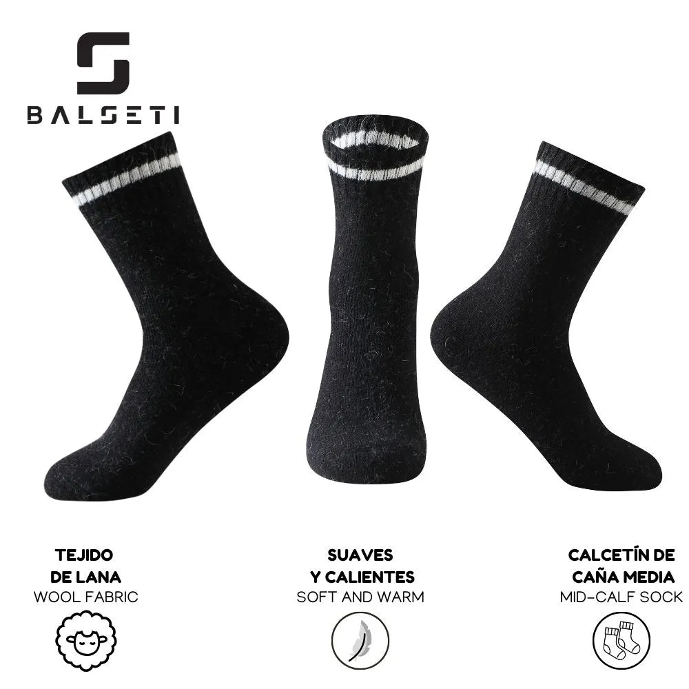 Calcetines de lana para invierno con raya blanca