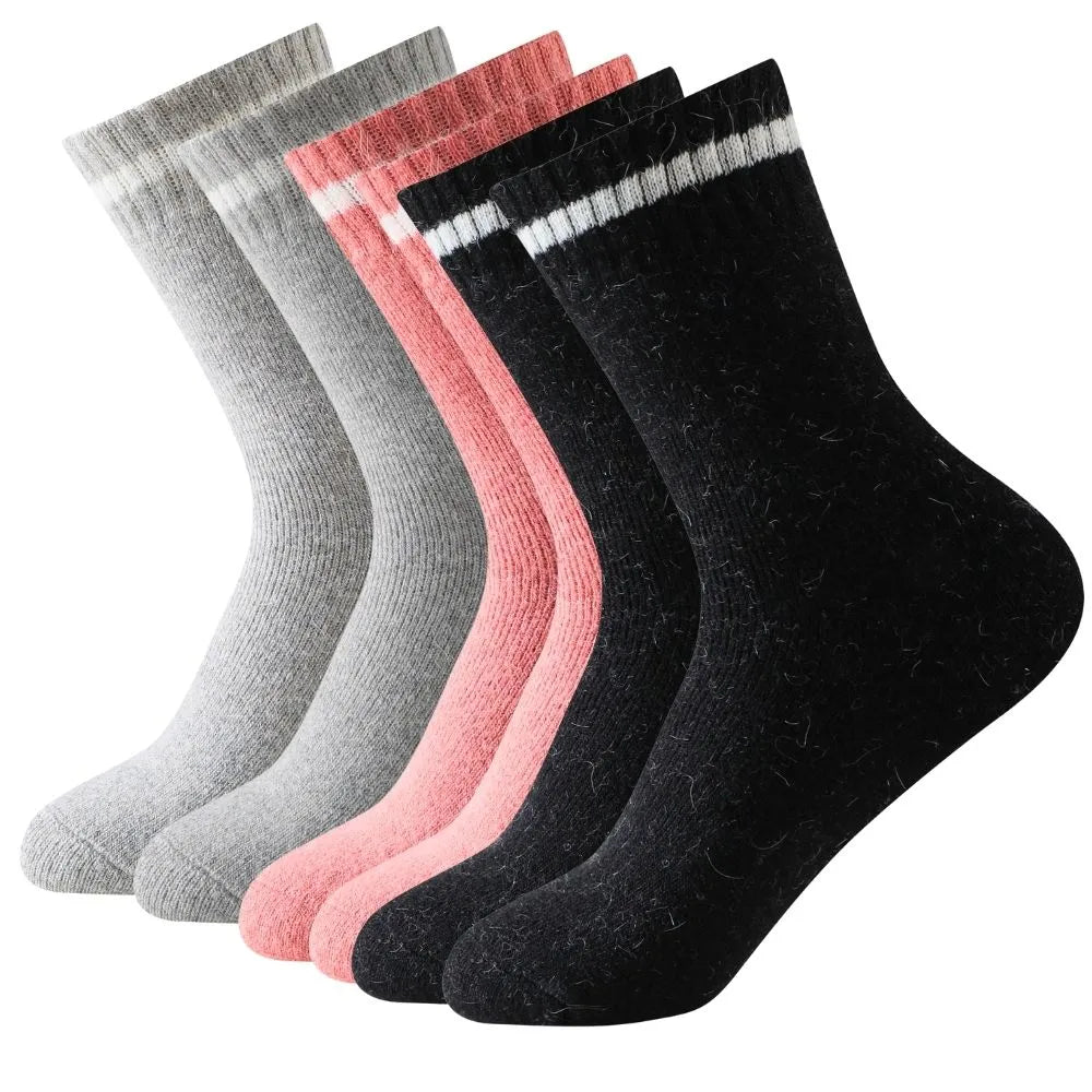 Calcetines de lana para invierno con raya blanca