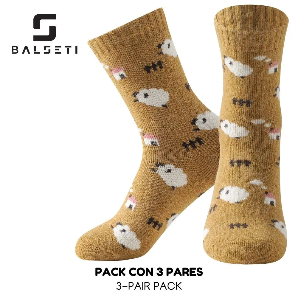 Calcetines de lana para invierno con dibujos de ovejitas