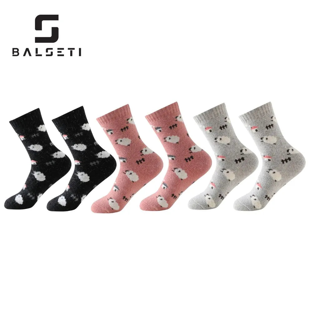 Calcetines de lana para invierno con dibujos de ovejitas