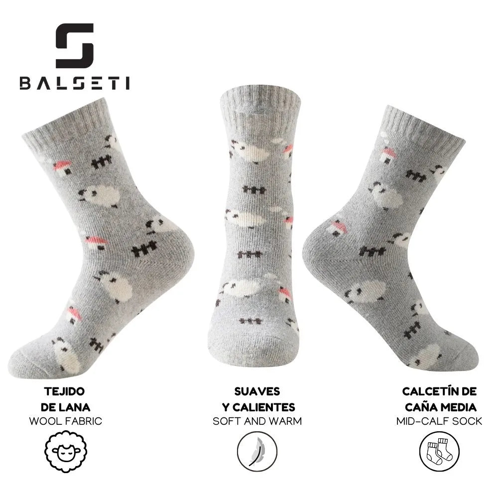 Calcetines de lana para invierno con dibujos de ovejitas