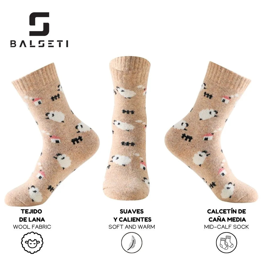 Calcetines de lana para invierno con dibujos de ovejitas