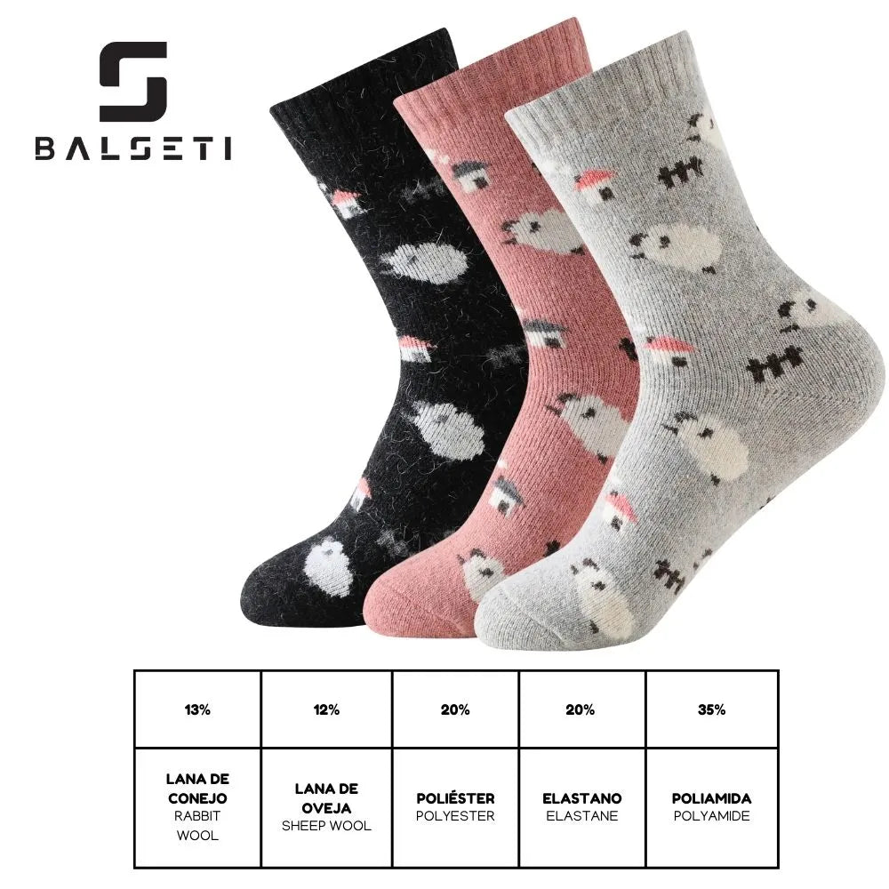 Calcetines de lana para invierno con dibujos de ovejitas