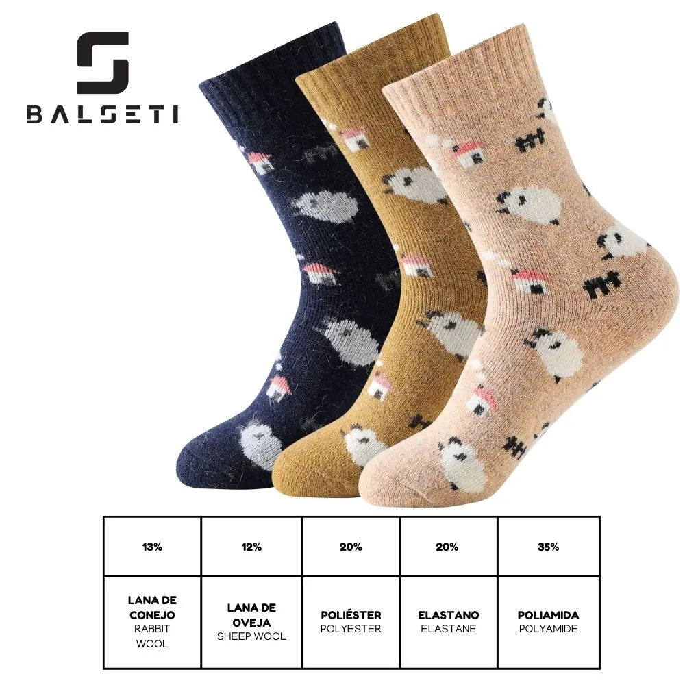 Calcetines de lana para invierno con dibujos de ovejitas