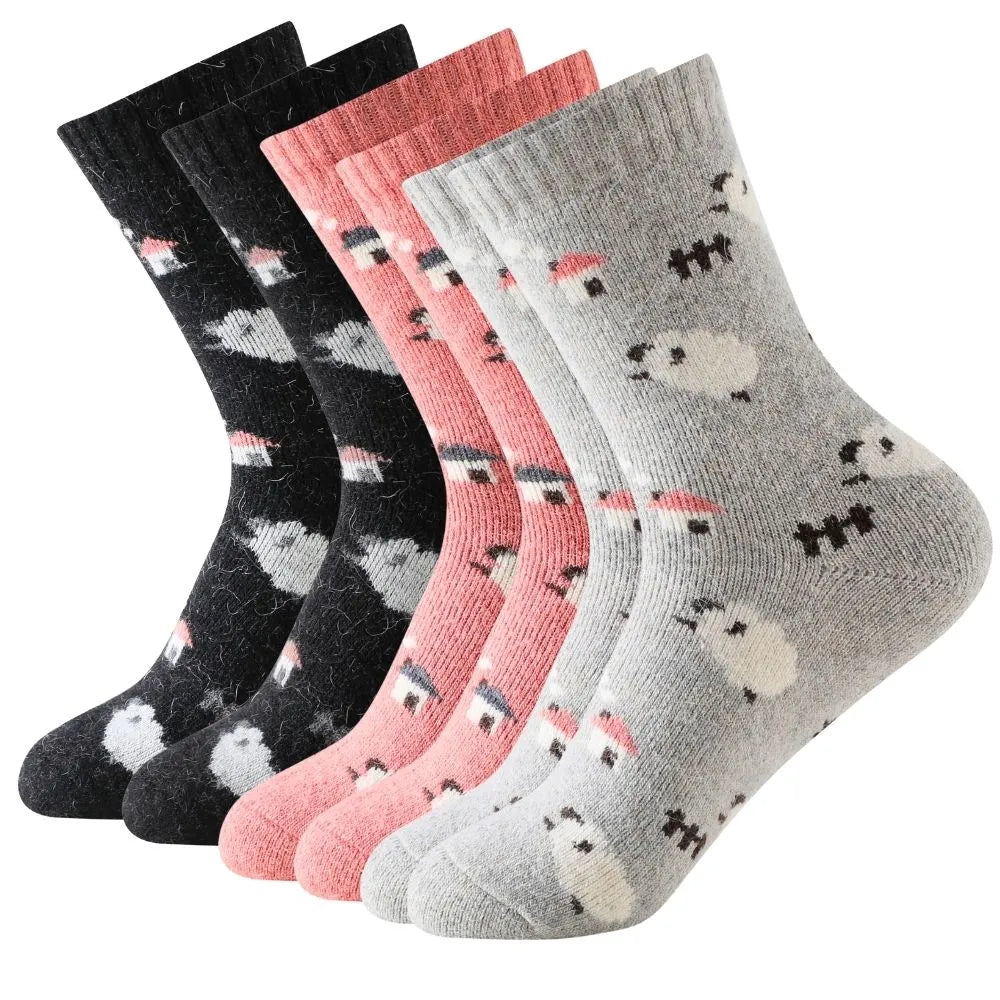 Calcetines de lana para invierno con dibujos de ovejitas