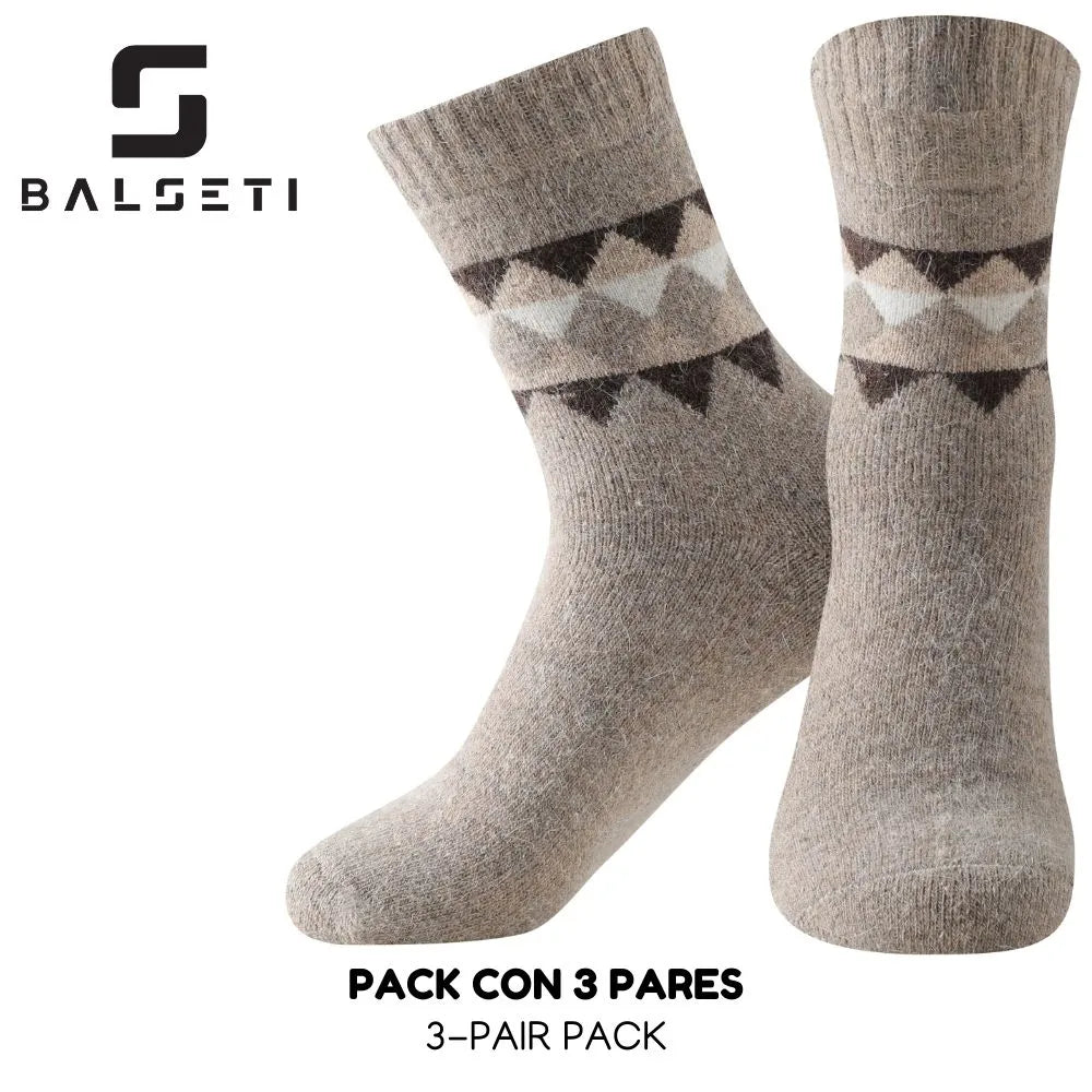 Calcetines de lana para invierno con estampado de rombos
