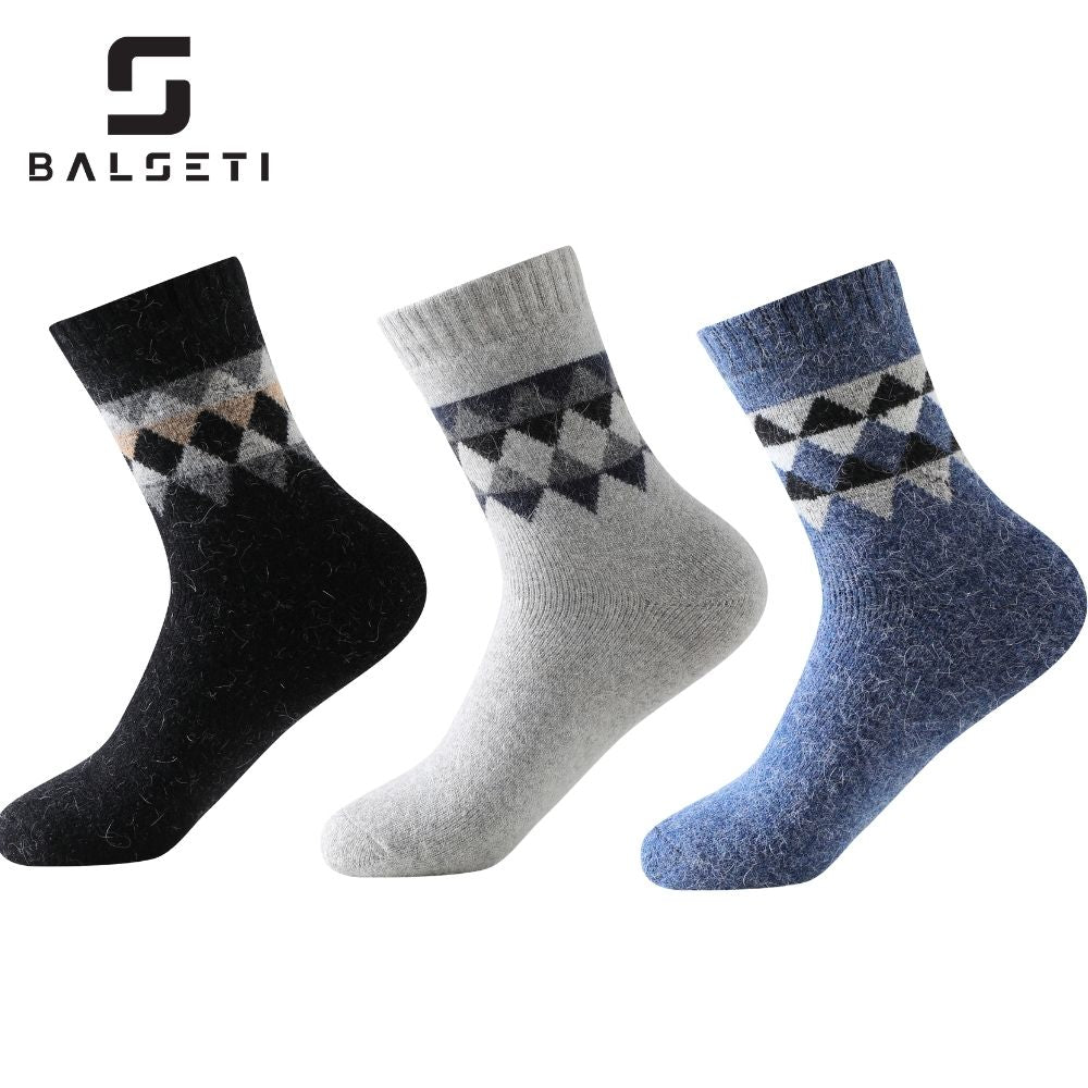 Calcetines de lana para invierno con estampado de rombos