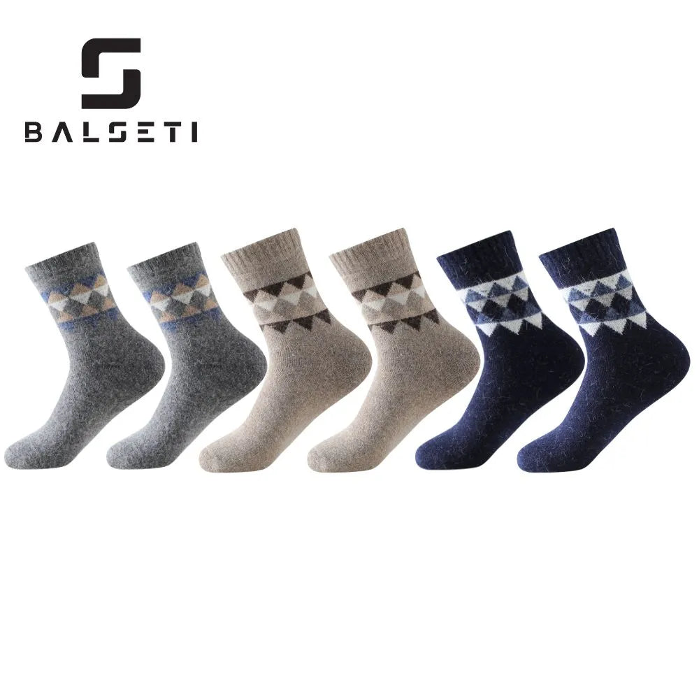 Calcetines de lana para invierno con estampado de rombos