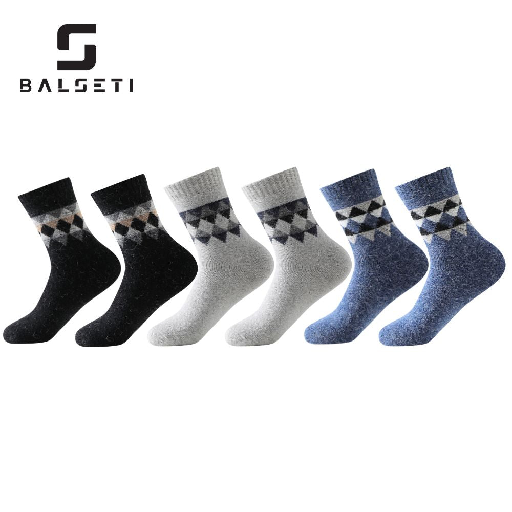 Calcetines de lana para invierno con estampado de rombos