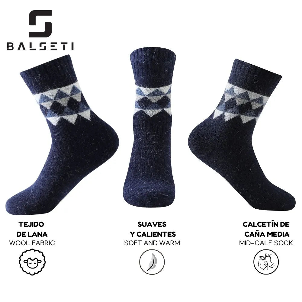 Calcetines de lana para invierno con estampado de rombos