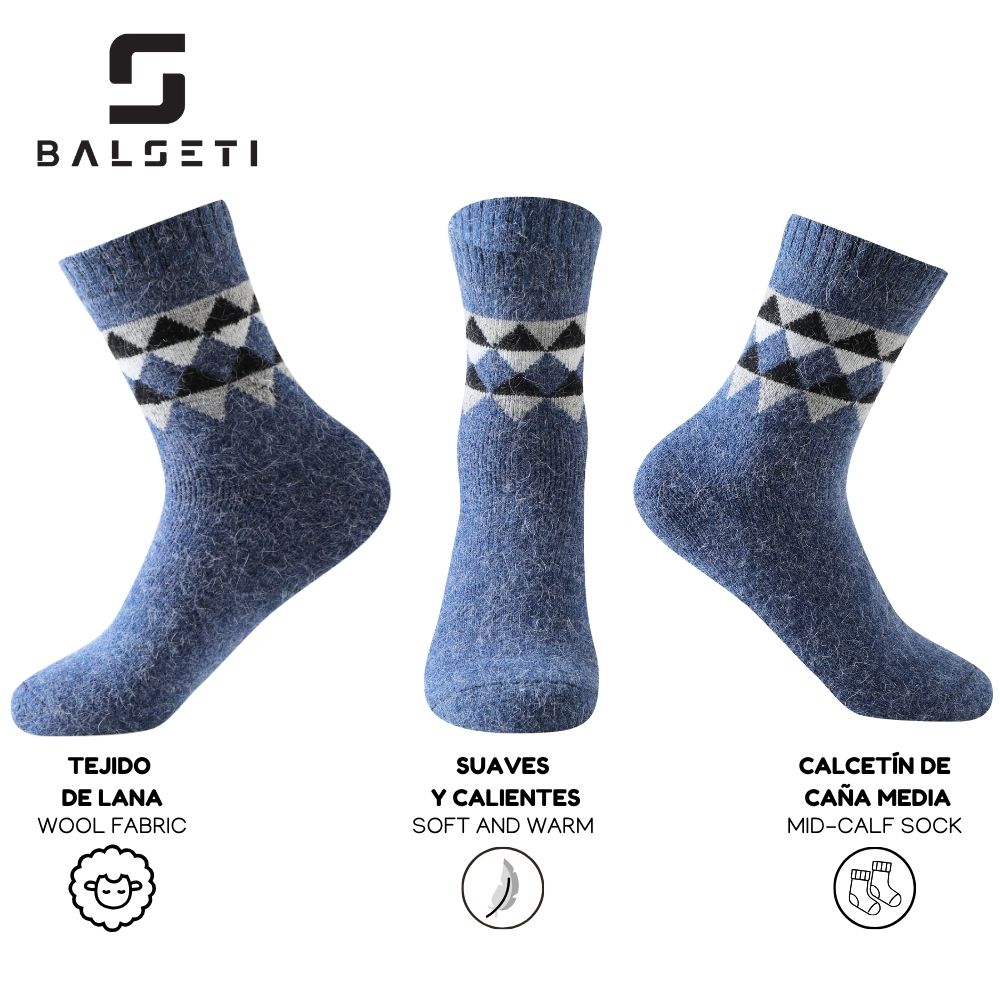 Calcetines de lana para invierno con estampado de rombos