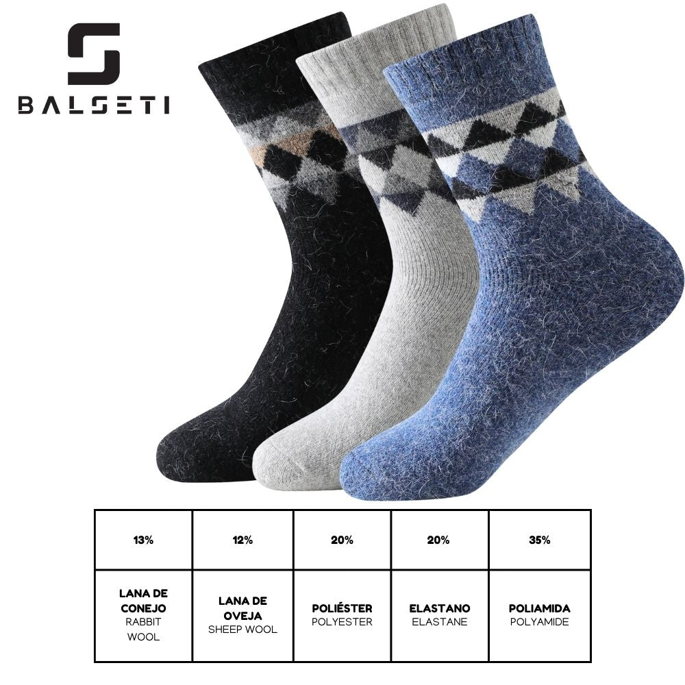 Calcetines de lana para invierno con estampado de rombos