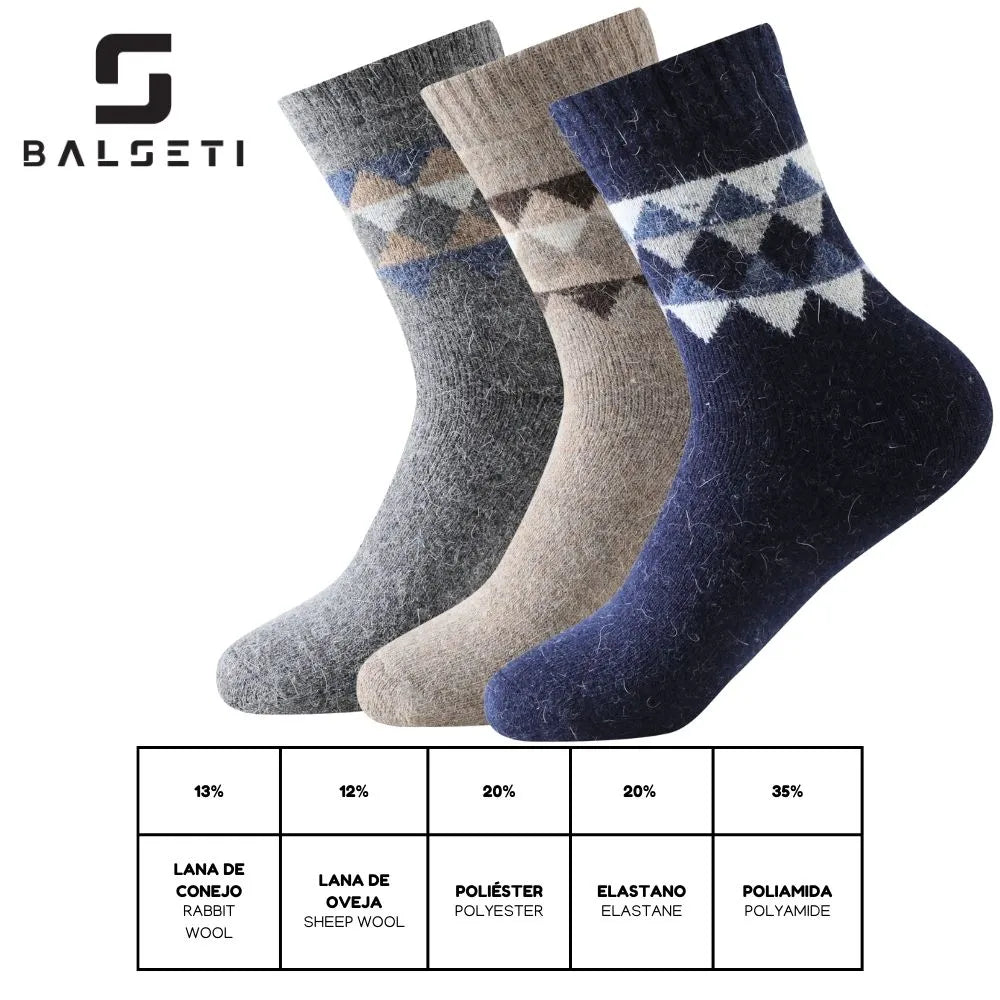 Calcetines de lana para invierno con estampado de rombos