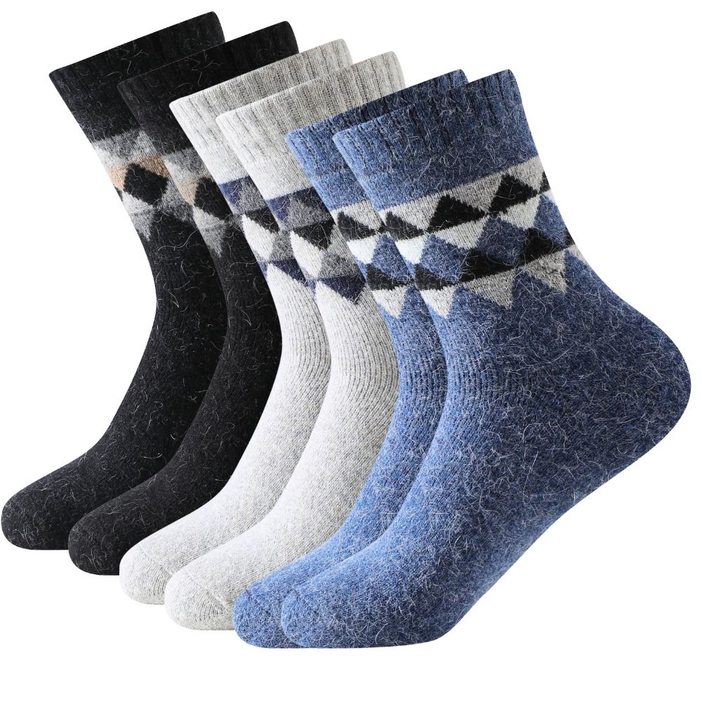 Calcetines de lana para invierno con estampado de rombos