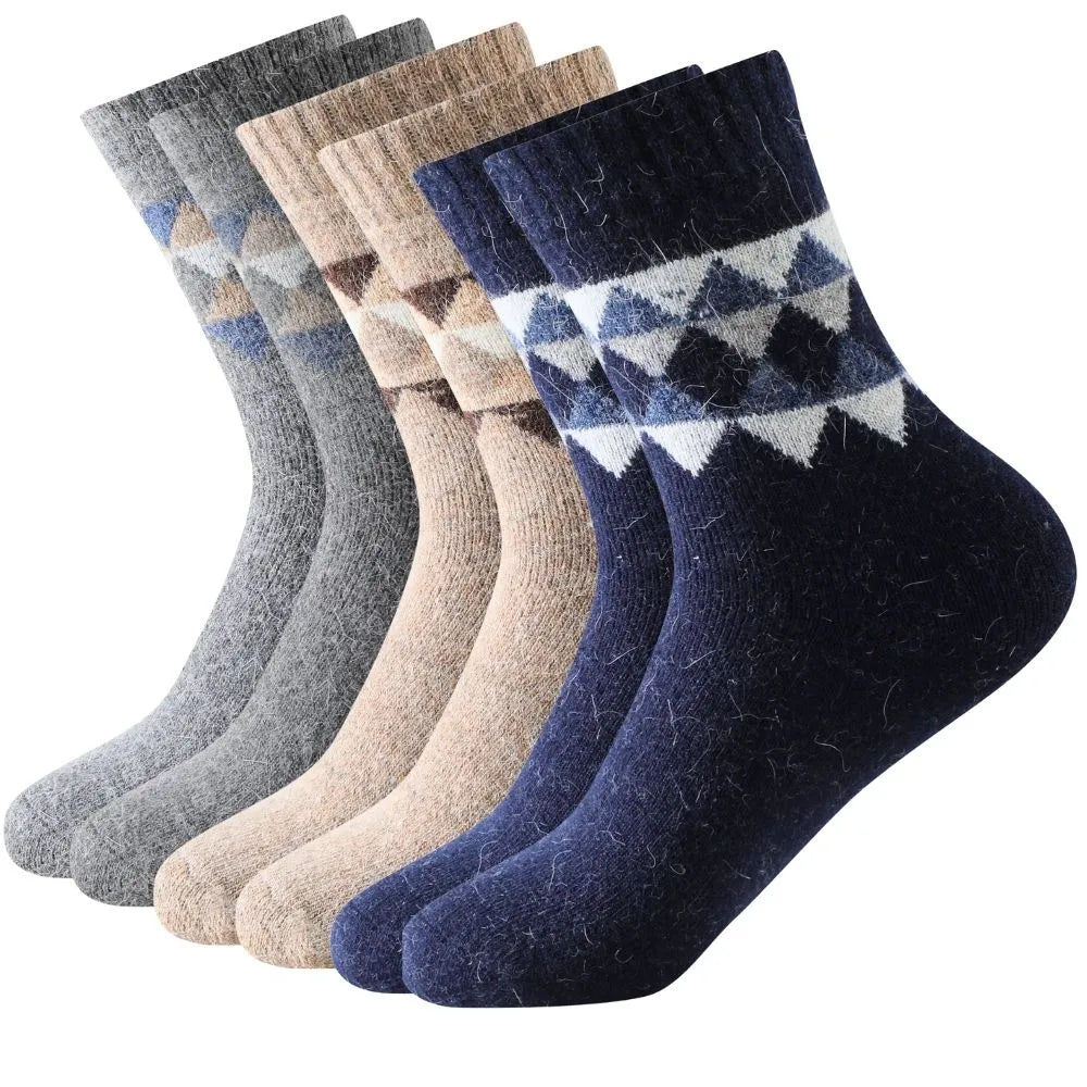 Calcetines de lana para invierno con estampado de rombos