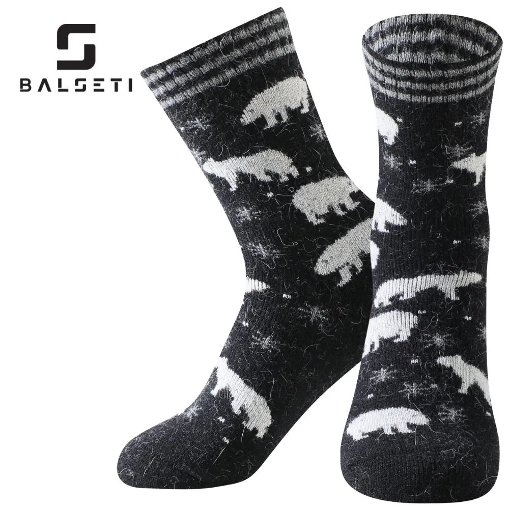 Calcetines de lana para invierno con ositos y copos de nieve